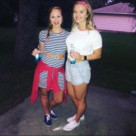 pacsun navy and white striped dress with cut out - Picture 3 of 3